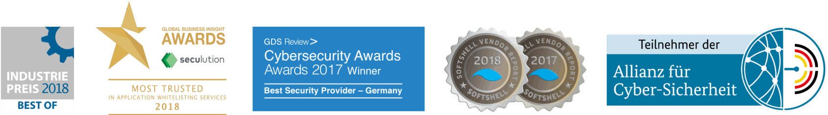 Our latest Awards for seculution Application-Whitelisting Awards for the seculution GmbH